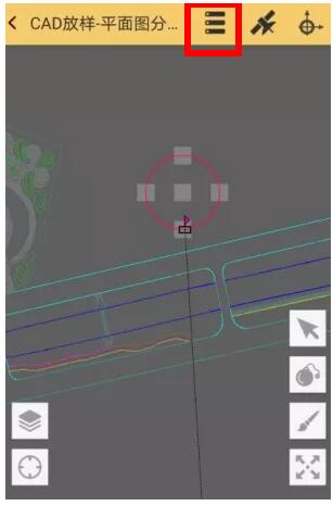 CAD 放樣功能在施工作業(yè)的同時，還可進入繪圖模式（點擊右邊毛筆圖標），可實時在原 CAD 底圖上進行相關(guān)圖形的增加，如點、直線、折線、曲線等，并進行放樣